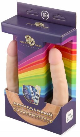 Телесный двухсторонний фаллоимитатор-реалистик - 42,5 см. 