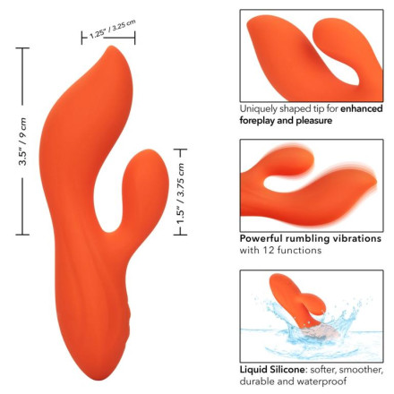 Оранжевый вибратор-кролик Liquid Silicone Dual Teaser 