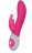 Ярко-розовый вибромассажёр с клиторальным отростком и отделанной стразами рукоятью The Classic Rabbit - 22 см.
