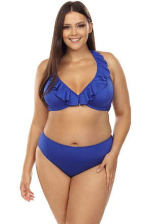 Раздельный купальник plus size с игривой оборкой на лифе 