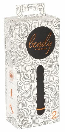Чёрный вибратор Bendy Wavy с волнами на тельце - 17 см. 