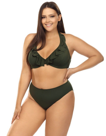 Игривый купальник plus size с оборкой на лифе 