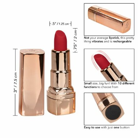 Золотистый вибратор-помада с красным мягким кончиком Hide &amp; Play Rechargeable Lipstick 