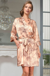 Коротенький шелковый халат-кимоно Letual