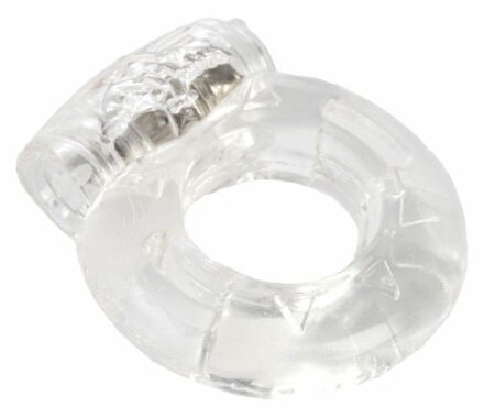 Толстое прозрачное эрекционное кольцо с вибратором 