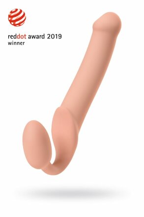 Телесный безремневой страпон Silicone Bendable Strap-On XL 