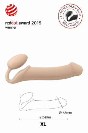 Телесный безремневой страпон Silicone Bendable Strap-On XL 