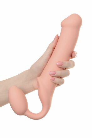 Телесный безремневой страпон Silicone Bendable Strap-On XL 
