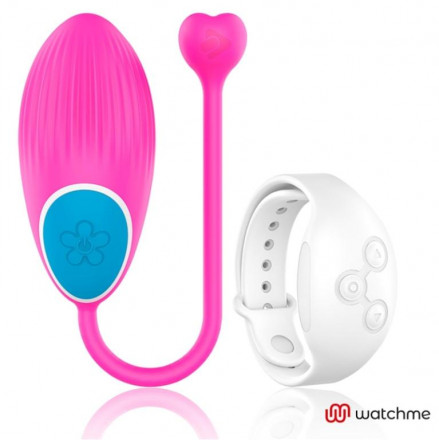 Розовое виброяйцо с белым пультом-часами Wearwatch Egg Wireless Watchme 