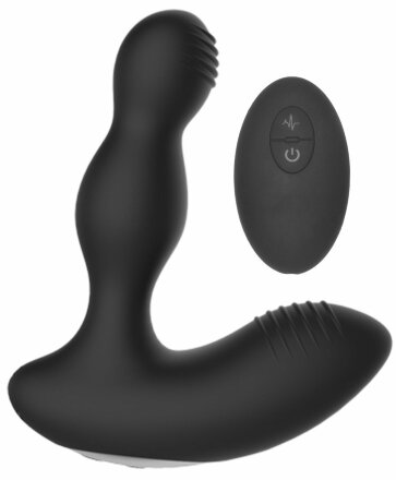 Черный массажер простаты с электростимуляцией и пультом ДУ Prostate massager 