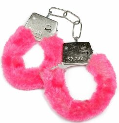 Металлические наручники с розовой опушкой и ключиком