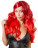 Ярко-красный парик с волнистыми волосами 