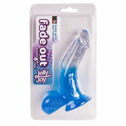 Синий фаллоимитатор с прозрачной верхней частью JELLY JOY FADE OUT DONG 6INCH - 15,2 см. 