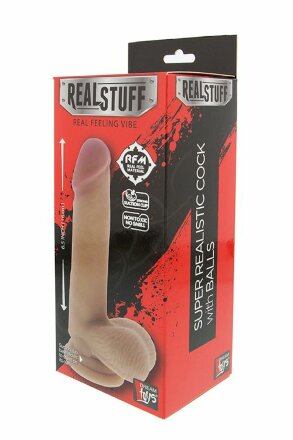 Реалистичный фаллоимитатор REALSTUFF 6.5INCH DONG W. SCROTUM - 16,5 см. 