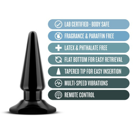 Черная анальная пробка с вибрацией Basic Vibrating Anal Pleaser - 10,2 см. 