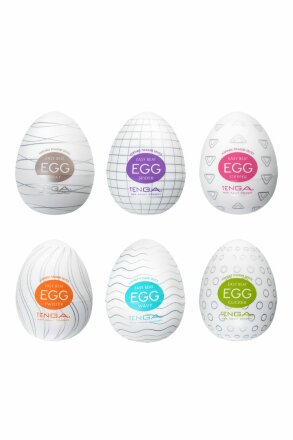 Набор из 6 мастурбаторов-яиц Tenga EGG Strong Sensations с различными рельефом 