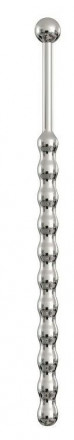 Серебристый уретральный плаг-елочка с шариком на конце - 15,6 см. 