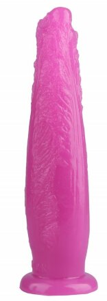 Розовая рельефная анальная втулка - 28 см. 
