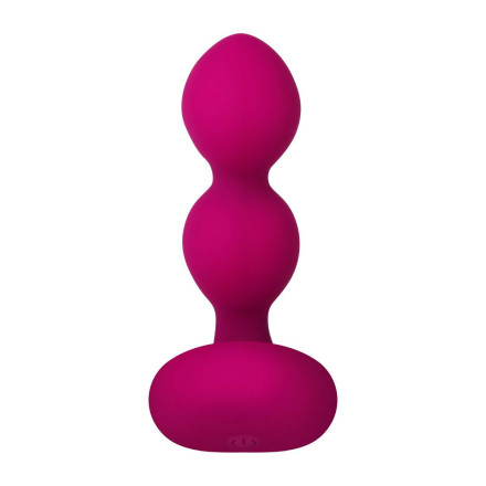 Розовые анальные шарики с вибрацией и расширением Bubble Butt - 12,3 см. 
