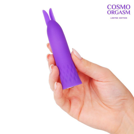 Фиолетовый вибростимулятор в форме зайчика - 10,5 см. 