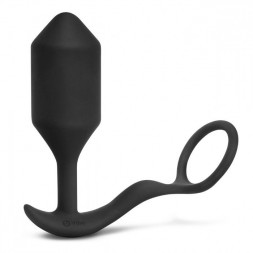 Черная анальная вибропробка с эрекционным кольцом Vibrating Snug &amp; Tug XL