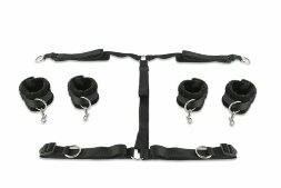 Набор чёрных фиксаторов для рук и ног с мягкой подкладкой