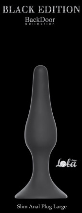 Чёрная анальная пробка Slim Anal Plug Large - 12,5 см. 