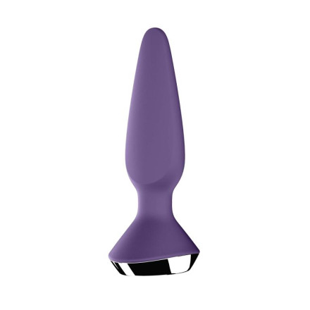 Фиолетовая анальная пробка с вибрацией Satisfyer Plug-ilicious 1 - 13,5 см. 