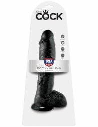 Реалистичный чёрный фаллоимитатор-гигант 10&quot; Cock with Balls - 25,4 см.