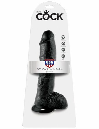 Реалистичный чёрный фаллоимитатор-гигант 10&quot; Cock with Balls - 25,4 см. 