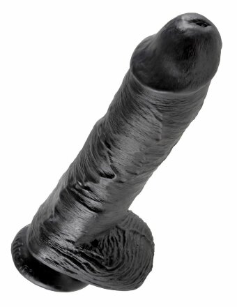 Реалистичный чёрный фаллоимитатор-гигант 10&quot; Cock with Balls - 25,4 см. 
