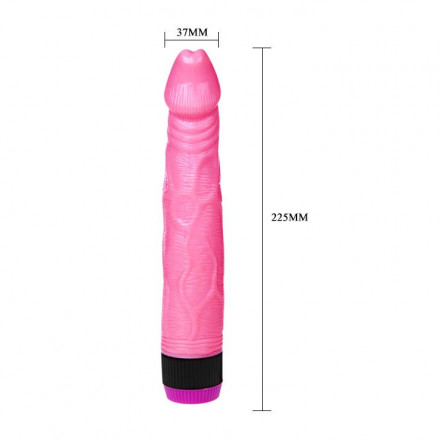 Вибромассажер рельефный розового цвета - 22,5 см. 