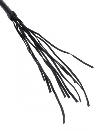 Чёрная кожаная плетка Cat-O-Nine Tails - 46,4 см. 