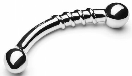Серебристый изогнутый фаллоимитатор со спиралью Bow - 17,8 см. 