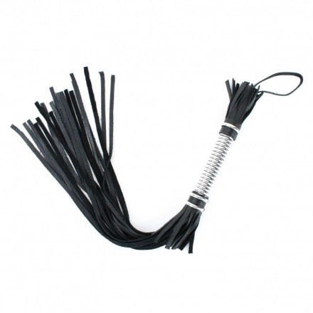 Черная длинная плеть с серебристой ручкой - 56 см. 