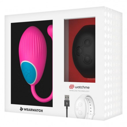 Розовое виброяйцо с черным пультом-часами Wearwatch Egg Wireless Watchme 