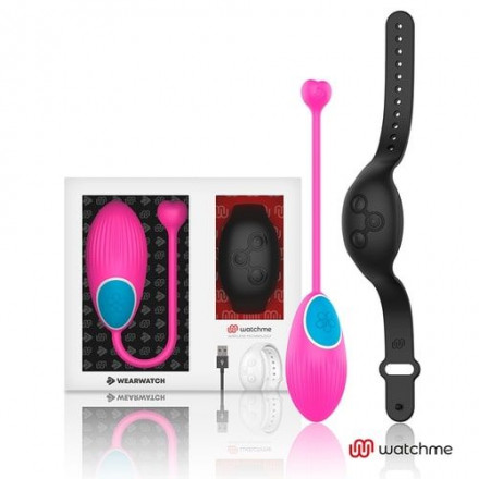 Розовое виброяйцо с черным пультом-часами Wearwatch Egg Wireless Watchme 