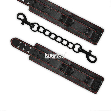 Черные поножи Bondage Fetish Pleasure Ankle cuffs с контрастной строчкой 