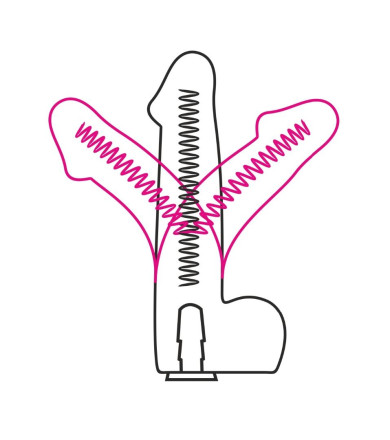 Телесный страпон Harness LESBI с вагинальной пробкой  