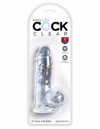 Прозрачный фаллоимитатор King Cock Clear 5&quot; Cock with Balls - 15,2 см. 