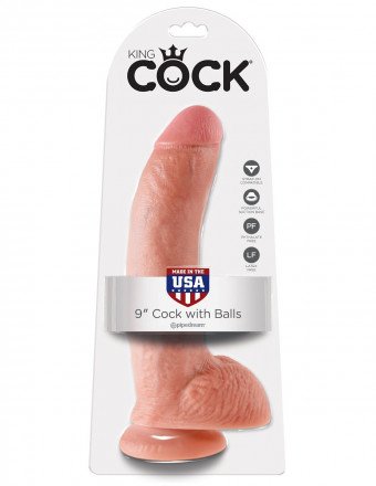 Телесный фаллоимитатор 9&quot; Cock with Balls - 22,9 см. 