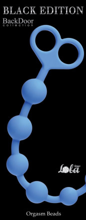 Голубая анальная цепочка Orgasm Beads - 33,5 см. 