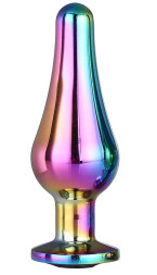 Радужная анальная пробка с кристаллом Coloured Pleasure Plug S - 9 см.