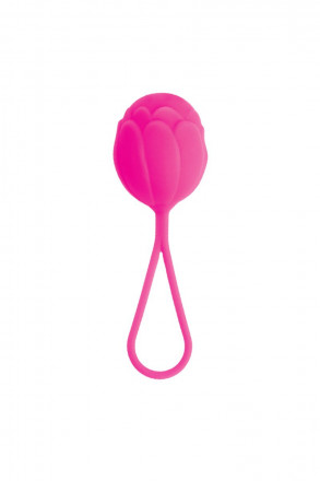 Розовый рельефный вагинальный шарик со шнурком 