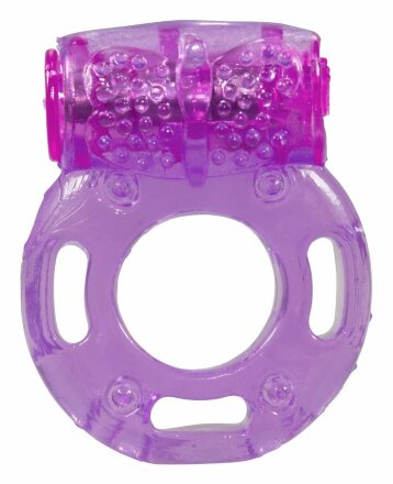 Фиолетовое эрекционное кольцо с виброэлементом 