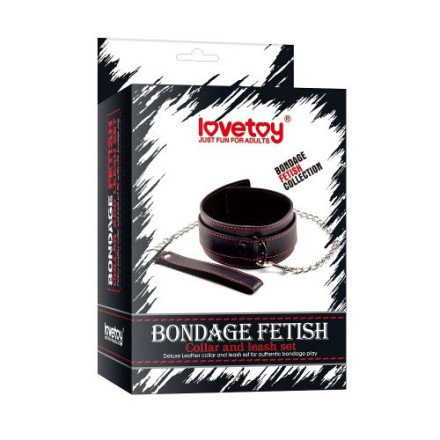Черный ошейник с цепочкой-поводком Bondage Fetish Pleasure Collar 