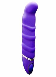Фиолетовый перезаряжаемый вибратор с ребрышками PROVIBE - 14 см.