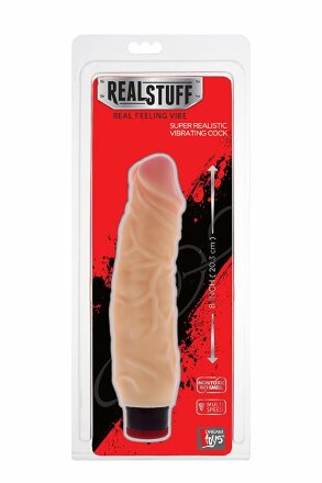 Вибратор-реалистик с крупными венами на поверхности REALSTUFF 8INCH VIBRATOR - 20,3 см. 