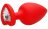 Красная анальная пробка с прозрачным стразом Extra Large Diamond Heart Butt Plug - 9,5 см. 