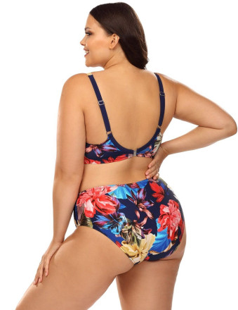 Раздельный купальник plus size с крупным цветочным узором 